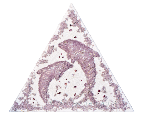 Delfin-Kristall-Relief-Dreieck in Violett - 30 x 25 cm - Original-Bild auf Leinwand-Keilrahmen