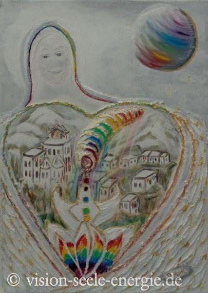 Segnung im Licht der Einweihung - 30 x 40 cm - Original-Bild auf Leinwand-Keilrahmen